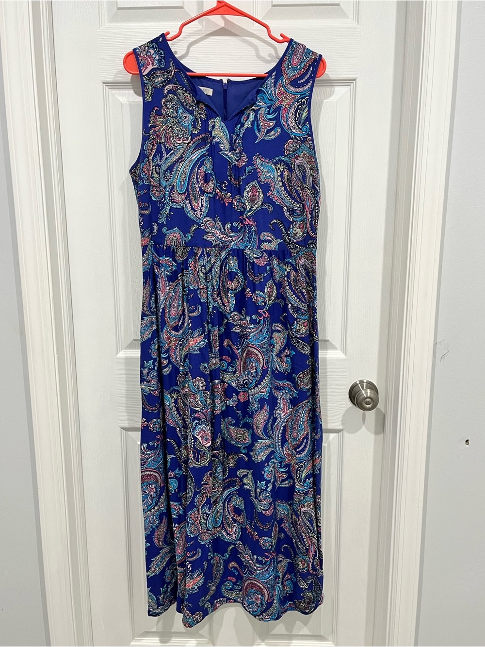 Talbots Blue Paisley Sleeveless Maxi Dress